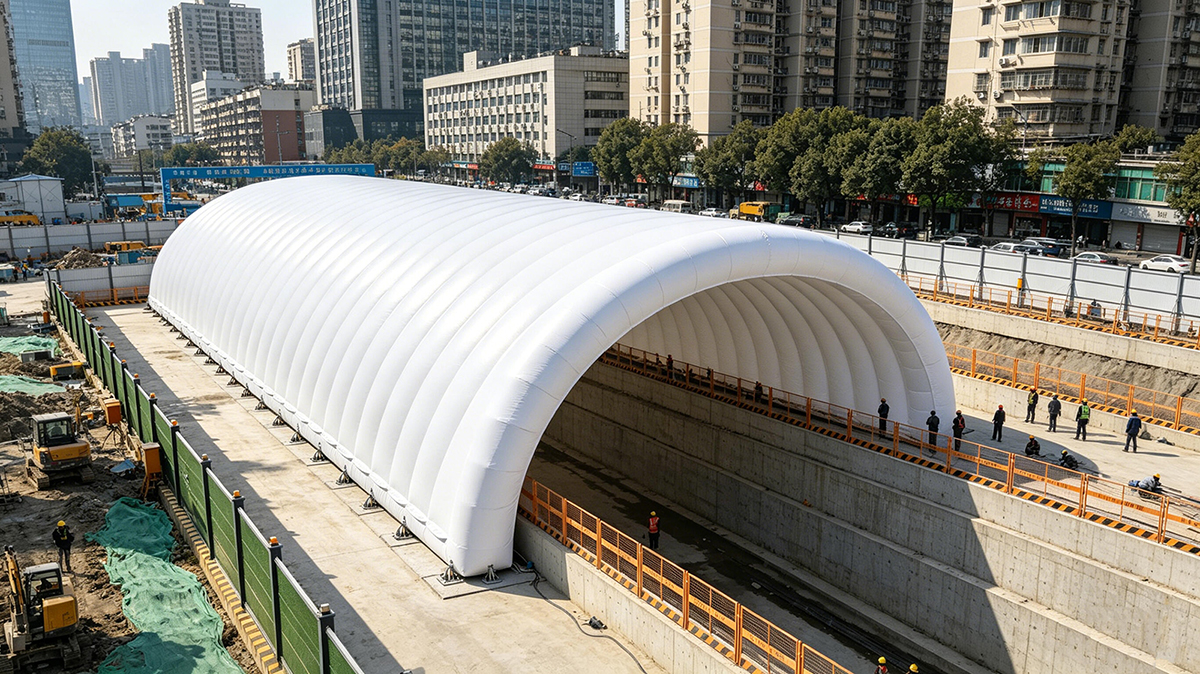 Another Foundation Pit Case! 80-Meter-Span Air Ribbed Foundation Pit Air Membrane System Lands in Beijing